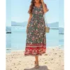 Plus -storlek LG DR för kvinnor 2024 Summer Beach Bohemian Dres Overdimensionerade kvinnliga kläder Elegant Vestido Casual Floral kjol F3YF#