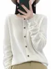 Högkvalitativ rund hals LG SLEEVE CMERE 100% Merino Wool Pullover Women Sweater Coat Top N4DI#