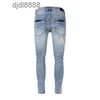 Mäns designer byxor offamira jeans med broderade bokstäver lapptäckhål tvättat vatten high street mode