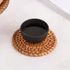 Table Mats Handmade Round Natural Rattan Pad Coasters Placemats Bowl Padding Mat Insulation Kitchen Decoration Accessories