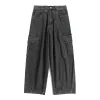 Baggy Jeans Pantalons Pantalons en denim pour hommes Pantalons à jambes larges noirs Jeans pour hommes surdimensionnés Cargo coréen Streetwear Hip Hop Harajuku e3Yq #