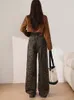 Calças de brim de cintura alta mulheres fi leopardo impressão vintage perna larga denim calças 2024 novo streetwear retro casual y2k jeans baggy p1gg #