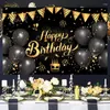 Party Supplies Black Gold Glitter Birthday Decoration Custom Background For Po Studio Happy Decor Name DIY Backdrops