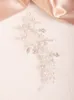 Pearl Crystal Rhineste FR Athoy Leaf Bridal Pasple i garnitur kolczyków Trendy ręcznie robione włosy ślubne akcenty G5XC#