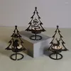 Świeczści Świąteczny żelazny uchwyt Święty Mikołaj Elk Xmas Tree Candlestick Merry Decoration Tabletop Ozdoby szczęśliwego roku