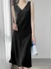 2023 Zanzea Stijlvol Satin Dr Dames feest Sundr Mouwtel V-Neck Midi Vestidos Vrouw Casual Solid Robe Femme Oversized 83Mc#