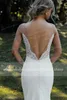 sexy Plunging V Neck Sleevel Lace Stretch Crepe Wedding Dr Open Back Bridal Gowns Outdoor Country Bridal Gown Lakshmigown K4C1#