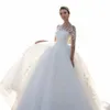 sexy elegante soffice abito da sposa dres abito da sposa girocollo maniche lg abiti da sposa bella sposa dres applique in pizzo G498 #