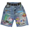 Дизайнерские детские шорты с рисунком динозавра, модные мальчики, мягкие джинсовые шорты, летние детские свободные повседневные шорты Z7411