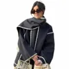 Trafza 2023 Kvinnor Autumn Winter Casual Zigzag Scarf Collar Jackets FI Loose Streetwear Elegant Demi-Seas Jacket For Women 50FA#