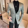 Мужские костюмы Blazer Hombre Корейская роскошная одежда Модные пиджаки с V-образным вырезом Куртка для мужчин Высокое качество на одной пуговице Slim Fit Костюм Пальто Формальные