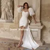 sogno elegante raso corto mini sirena abito da sposa grande fiocco mezzo sbuffo maniche sopra il ginocchio chic backl abiti da sposa o2nW #