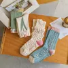 Damensocken im koreanischen Stil, Blumentrend, lässig, Baumwolle, Mädchen, Rüschen, Rüschen, niedlich, süß, atmungsaktiv, Kawaii, Crew