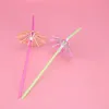 Disposable Cups Straws 120pcs Fluorescent Umbrella Drinking Suckers Tubularis For Bar Club DIY Drink (Mixed Color)