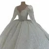 Robe de bal blanche Princ Wedding Dres 2024 Sweetheart Neck Lg Manches Robe De Novia Dentelle Pailletée Luxe Robe De Mariee D6Of #