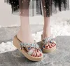 Pantoufles sandales femmes été plate-forme compensées mi-talons fleur Peep Toe mode diapositives plage en plein air tongs pour fille