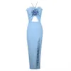 Bandage Suspender Neck Tie Flower Pure Desire Style Slit Long Bandage Evening Dress 685786
