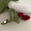 Haarspangen, Retro-Samt, Burgunderrot, Tulpe, Perlen-Haarklammern für Damen, modisch, große Krabben-Haarspange, Haarschmuck, Kopfbedeckung, Y240329