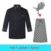 Jaqueta preta masculina do Chef e uniformes de trabalho para mulheres Bakery Cook Uniform Hotel Waiter Apr ajustável Cafe Chef Cooking Cap I40N #