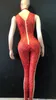 2020 Dames Nieuwe Red 3D Gedrukte LG Mouw Sexy jumpsuit Vrouwelijke zanger Danskostuum podium Nachtclub Verjaardagsshow Bodysuit X7ZC#