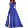 Robe formelle pour femmes Commerce extérieur Une épaule Satin Dr Soirée Dr Fête d'anniversaire Tutu Jupe Vert Haute Fente Sexy Dr L91d #