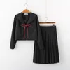 Manches courtes Uniforme scolaire Fille Sailor Dr Plaid Jupe noire Uniformes Costumes japonais coréens pour fille Anime H9pn #