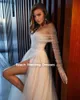 champagne Wedding Dres Sexy Side Split Dots Tulle Bride Dr 2023 Lg Sleeve Off The Shoulder Wedding Gowns Plus Size C2YE#