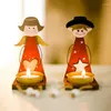 Candle Holders Christmas Angel Candlestick Wooden Painting Holder With Sturdy Metal Trays Table Ornaments For Living Room Dormitory