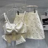 Arbetsklänningar kawaii söt rosa rhinestone stor bowknot camisole tweed kjol dräkt kvinnor 2024 vårväst kort tvådelar