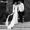 dream V Neck Lg Puff Sleeves Bobo Wedding Dr 2023 A Line Backl High Slit Sweep Train Simple Chiff Bridal Gown b1aP#