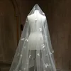 Eén laag 3d vlinders Wedding Veil Romantische Pearl Veil Kathedraal Bridal Veil Wedding