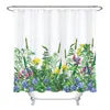 Shower Curtains Spring Green Plant Curtain Set Hooks Bathroom Accessories Polyester Bath Mildew Resistant Waterproof Home Decor