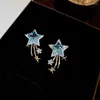 Hoop Earrings Ocean Blue Rhinestone Star Dream Wedding Ear Studs Jewelry Accessories Women Gifts Creative Zircon Nails