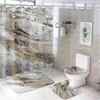 Shower Curtains Yellow Marble Print Curtain Modern Non-slip Carpet Waterproof Polyester Home Decor 180x180