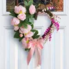 Flores decorativas Flor do coração artificial para o dia dos namorados em casa moda com a porta da frente do jardim do bowknot