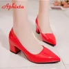 Aphixta 5cm Quadratheels Patent Leder Red Pumps Schuhe Frau Klassiker Spitzer Zehenkleid offizielle Party Plus Size 49 50 240329