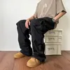 Letnie cienkie spodni ładunkowe Mężczyźni moda kieszonkowa kieszonkowa swobodna japońska streetwear Hiphop luźne proste małże spodnie 240328