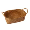 Garrafas de armazenamento cesta de vime, cesta de tecelagem para cozinha artesanal, prato de frutas, rattan, piquenique, comida, pão, artigos diversos, recipiente de arrumação