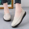 Casual Shoes Women's Flat 2024 Spring Women äkta läder Non-halk Soft Bottom Loafers Slip On Moccasins Boat