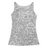 Women's Tanks Women Sequin Tank Top Sparkling For Slim Fit O Neck Vest With Elastic Pullover Design Stage Shows