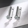 Oorringen Damesmode Geometrisch Vierkant Zwart Rij Kristal Zirkoon Vrouwelijke Trendy Rechte Piercing Oorbel Sieraden Cadeau