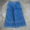 HIP HOP JNCO Jeans Y2K MENS HARAJUKU KANGAROO GRAFIC BIG POITHE Blue Vintage Baggy Dżinsy Gothic High Taist Szerokie Spodnia D9qu#