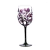 Bicchieri da vino Albero delle quattro stagioni Calici in vetro dipinti a mano Vetreria unica con tazza a gamba alta per amico di famiglia G5AB