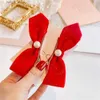 Hair Clips 2024 New Red Velvet Bows Hair Clips For Women Girls Hairpins Hair Ribbons Scrunchies Christmas New Year Hair Accessories Y240329