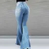 Jeans Femme Femmes jean coupe ajustée Denim pantalon cloche bas taille haute Bootleg jean Stretch femme Flare pantalon mode jambe large déchiré jean 24328