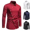 Camisas casuais masculinas 2024 Amazon tamanho europeu na moda bordado assimétrico camisa de manga comprida jeans ocidental