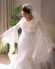 Elegant White Mermaid Wedding Dresses 2024 Fashion Ruffles Appliques Dubai Bridal Glänningar Golvlängd Formell klänning Vestidos de Novia