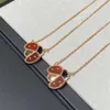 Designer Brand Glod High Edition Van Ladybug Grade Necklace for Women Thickened 18K Rose Gold Plating Ins