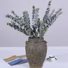 Fleurs décoratives à la mode, plastique artificiel Portable, 3 Branches, feuille d'eucalyptus, fausse plante, facile à transporter