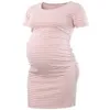 Платья для беременных 2019 Новые повседневные модные модные платья для беременных из чистого хлопка с коротким рукавом в полоску для беременных L2403